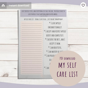 www.franexcell.com My Self Care List PDF Download Printable Fran Excell